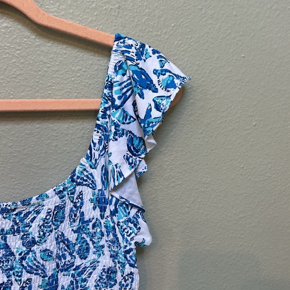 Lilly Pulitzer Jilly Smocked Dress, Resort White Shell Collector, size medium - Picture 3 of 10